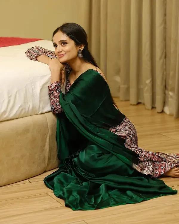Pure_Green_Ajrakh_Modal_Silk_Saree
