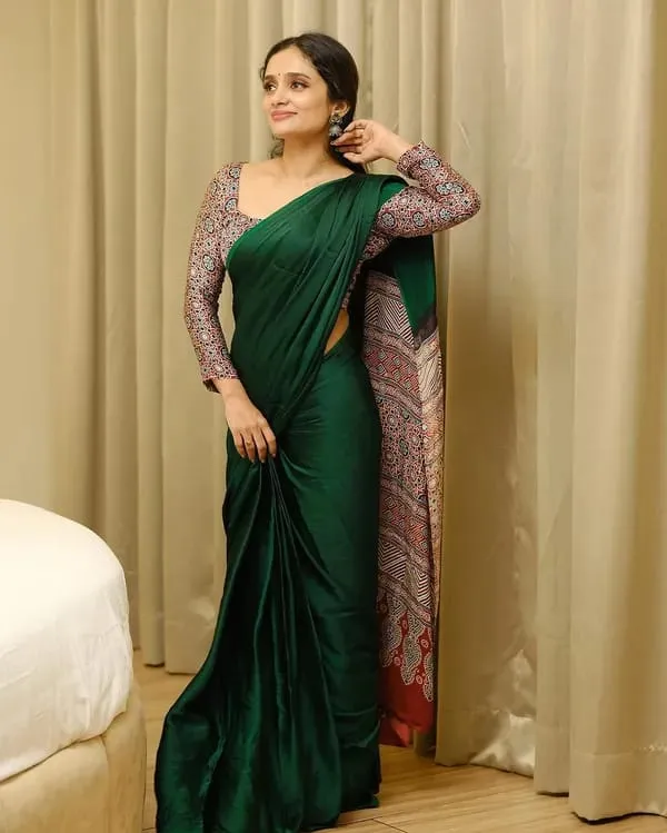 Pure_Green_Ajrakh_Modal_Silk_Saree
