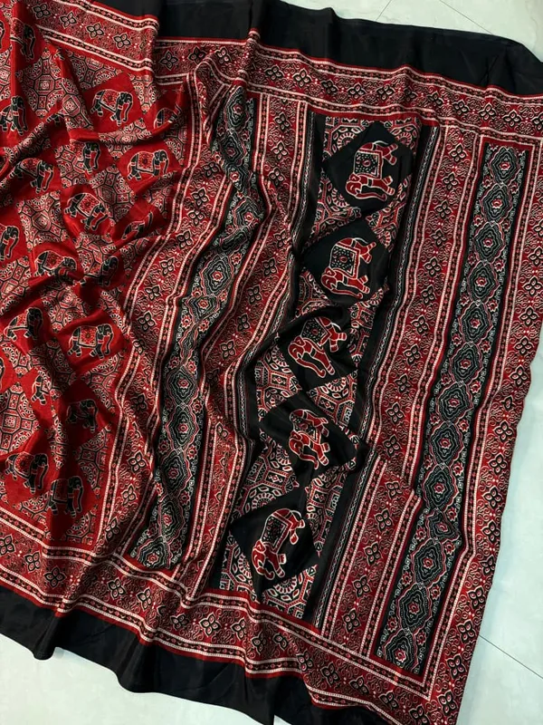 Multicolor_Premium_Ajrakh_Soft_Modal_Semi_Gaji_Silk_Saree