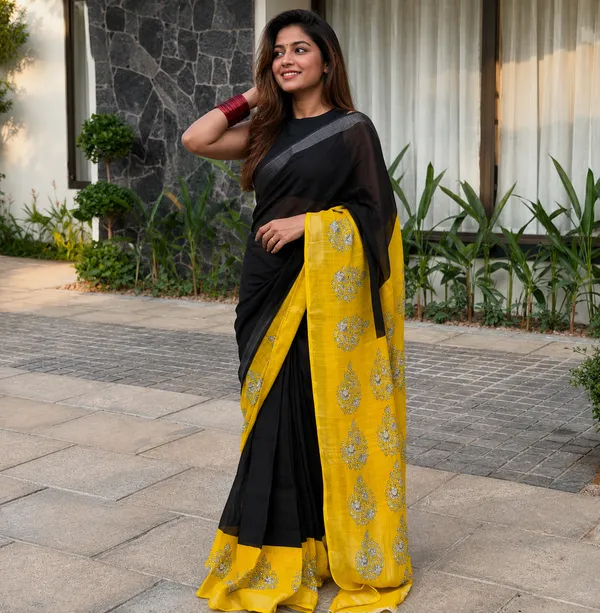 Premium_Black_Linen_Saree_with_Vibrant_Yellow_Accents_–_Lightweight,_Breathable_&_Effortlessly_Stylish