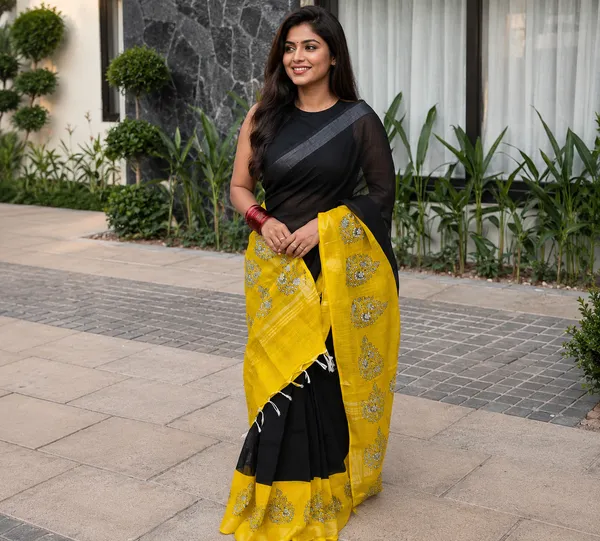 Premium_Black_Linen_Saree_with_Vibrant_Yellow_Accents_–_Lightweight,_Breathable_&_Effortlessly_Stylish