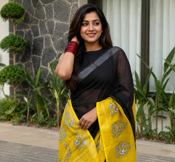 Premium_Black_Linen_Saree_with_Vibrant_Yellow_Accents_–_Lightweight,_Breathable_&_Effortlessly_Stylish