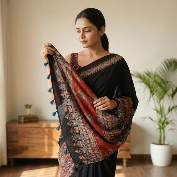 Black_&_Red_Ajrakh_Modal_Silk_Saree