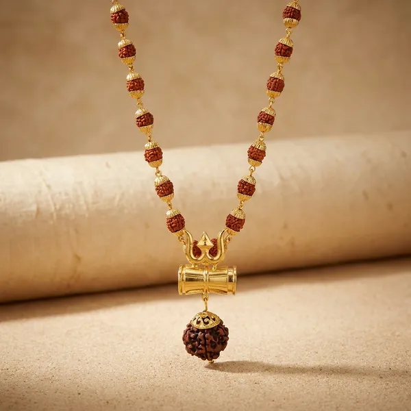 Brown_Original_5_Mukhi_Rudraksha_And_24_Carat_Gold_Plated_Brass_Damru_Trishul_Pendant_Premium_Mala_For_Unisex