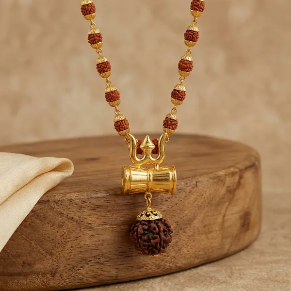 Brown_Original_5_Mukhi_Rudraksha_And_24_Carat_Gold_Plated_Brass_Damru_Trishul_Pendant_Premium_Mala_For_Unisex