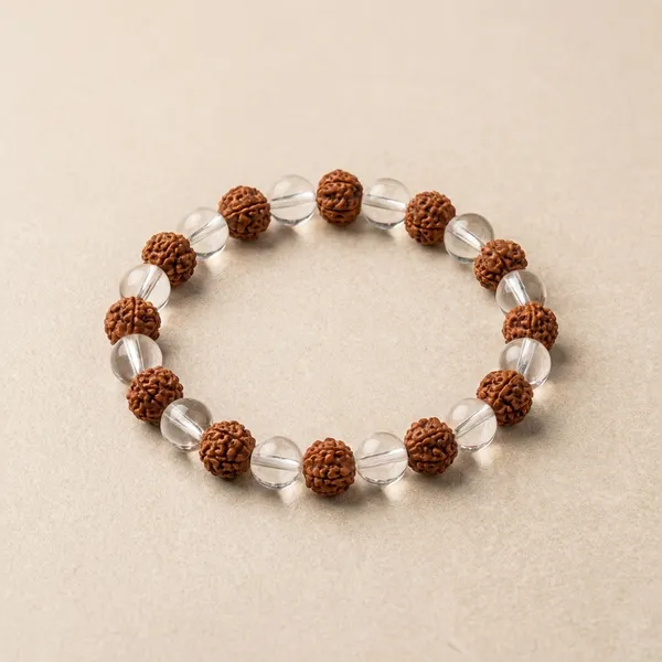 Brown_And_Transparent_Original_5_Mukhi_Rudraksha_And_Sphatik_Stone_Premium_Bracelet__For_Unisex