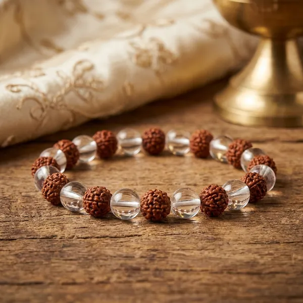 Brown_And_Transparent_Original_5_Mukhi_Rudraksha_And_Sphatik_Stone_Premium_Bracelet__For_Unisex