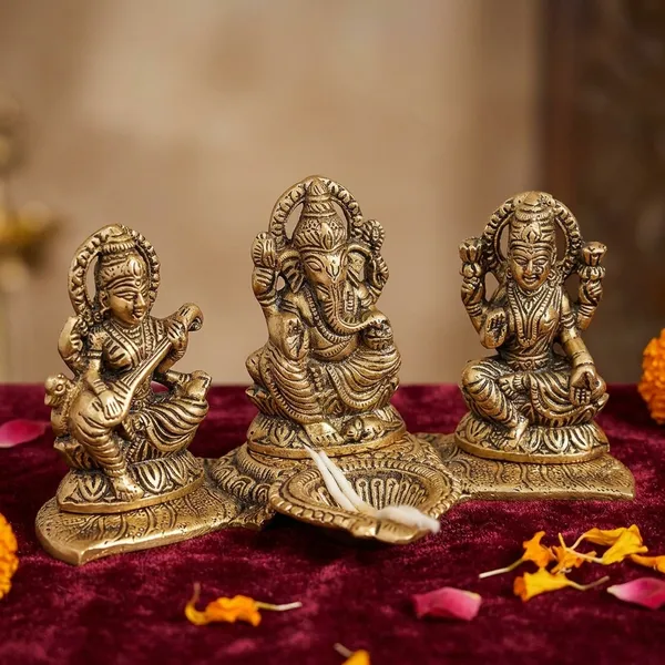 Gold_24_Carat_Gold_Plated_Laxmi,_Ganesha,_Saraswati_Mettal_Premium_Idol_Set_For_Puja_And_Home_Decor_And_Gift_Best_For_Diwali