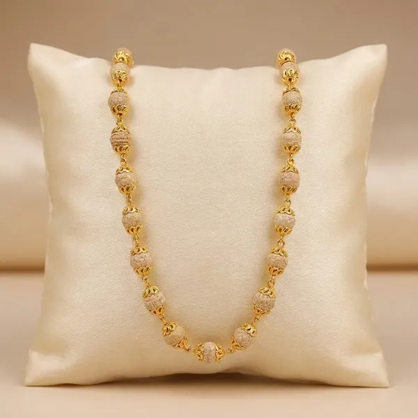 Beige_Original_Tulsi_And_24_Carat_Gold_Plated_Brass_Premium_Mala_Necklace_For_Unisex