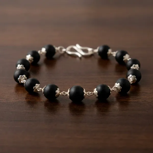 Original_Black_Karungali_And_Pure_Silver_Plated_Brass_Premium_Bracelet_For_Pooja,_Meditation,_Worship,_Home_Decor,_Unisex_Use