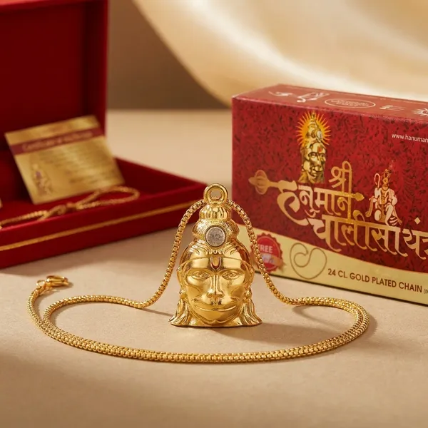 24_Carat_Gold_Plated_Brass_With_Japanese_Technology_Lense_Premium_Hanuman_Chalisa_Yantra_Pendant_With_Chain_For_Unisex