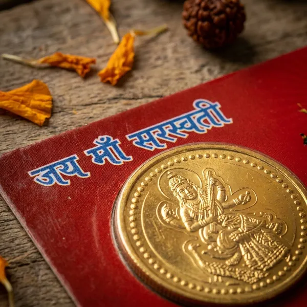 Gold_24_Carat_Gold_Plated_Brass_Premium_Maa_Saraswati_Yantra_Coin_Atm__Card_For_Unisex