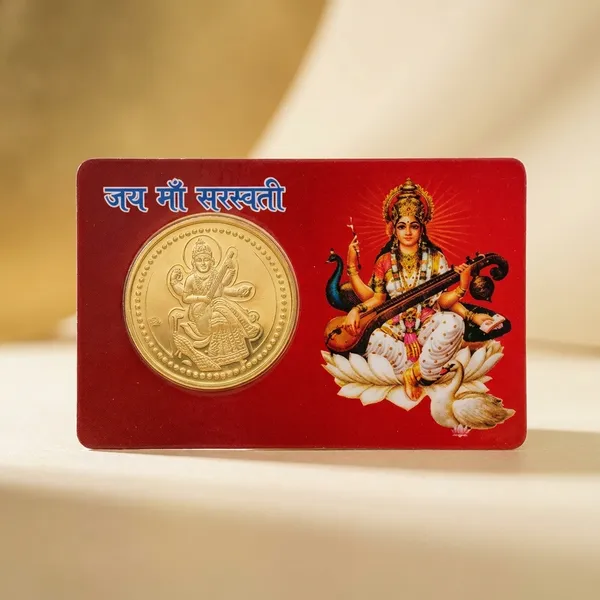 Gold_24_Carat_Gold_Plated_Brass_Premium_Maa_Saraswati_Yantra_Coin_Atm__Card_For_Unisex