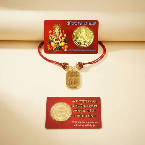 Gold_Copper_And_24_Carat_Gold_Plated_Brass_With_Real_Rudraksha_Premium_Ganesha_Pendant_With_Atm_Card_Coin_For_Unisex