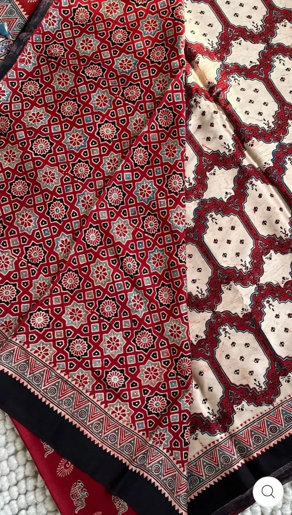 Multicolor_Modal_Silk_Saree_With_Ajrakh_Print