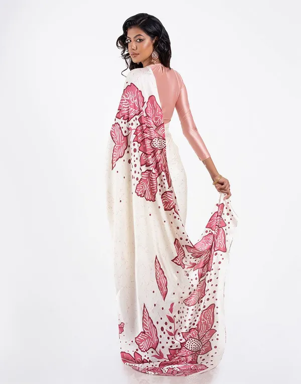 White_And_Pink_Modal_Silk_Saree_With_Blouse_For_Women