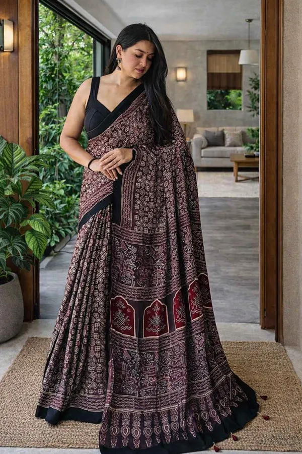 Multicolor_Modal_Silk_Saree_With_Blouse_For_Women