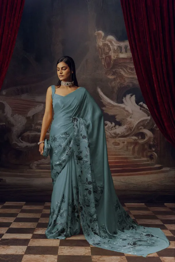 Sky_Blue_Modal_Silk_Saree_With_Blouse_For_Women