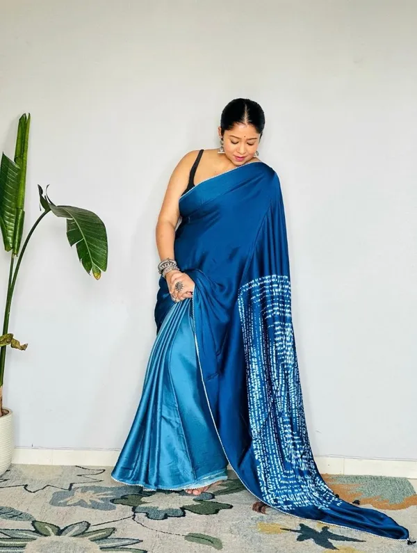 Blue_Modal_Silk_Saree_With_Blouse_For_Women