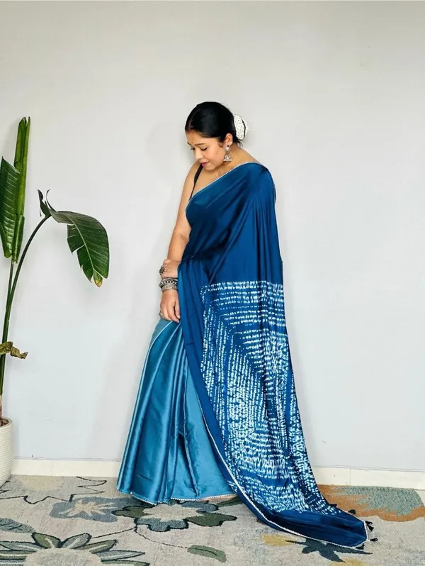 Blue_Modal_Silk_Saree_With_Blouse_For_Women
