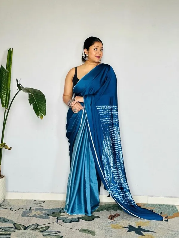 Blue_Modal_Silk_Saree_With_Blouse_For_Women