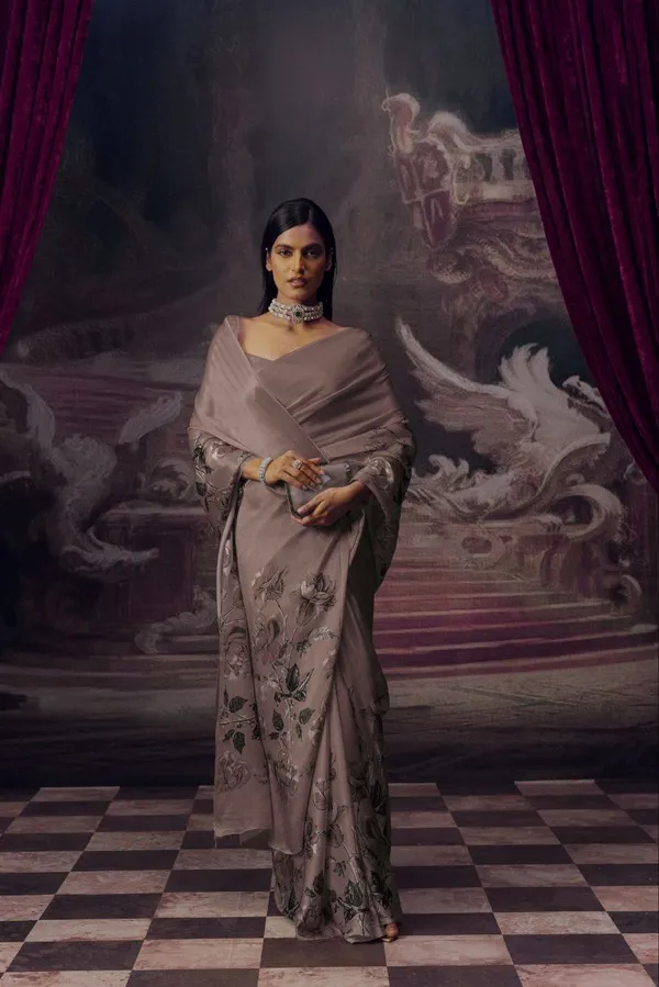 Grey_Modal_Silk_Saree_With_Blouse_For_Women
