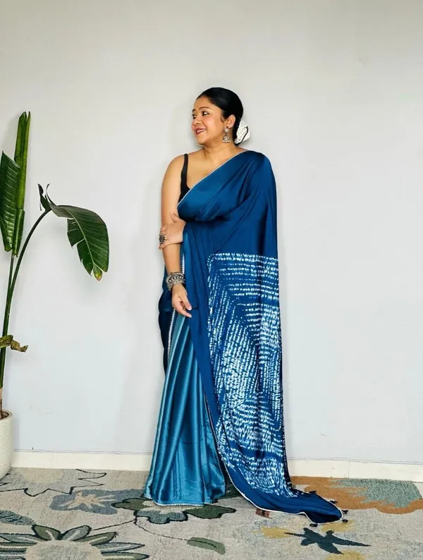 Blue_Modal_Silk_Saree_With_Blouse_For_Women