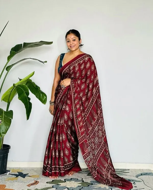 Maroon_Modal_Silk_Saree_With_Blouse_For_Women
