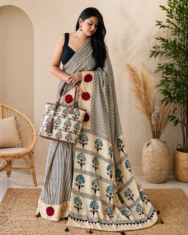 Multicolor_Modal_Silk_Saree_With_Blouse_For_Women