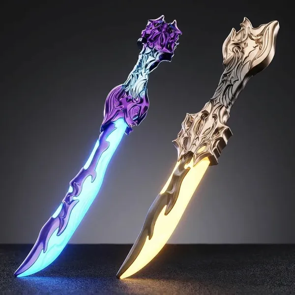Purple_And_Gold_Plastic,_Acrylic,_Led_Components_Sword_Set_For_Kids_Set_Of_2