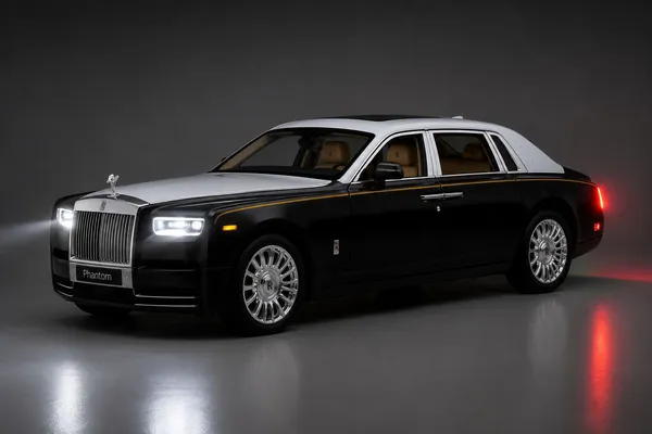 ROLLS_ROYCE_PHANTOM_1:24_BLACK_AND_SILVER_DIE-CAST_CAR_MODEL