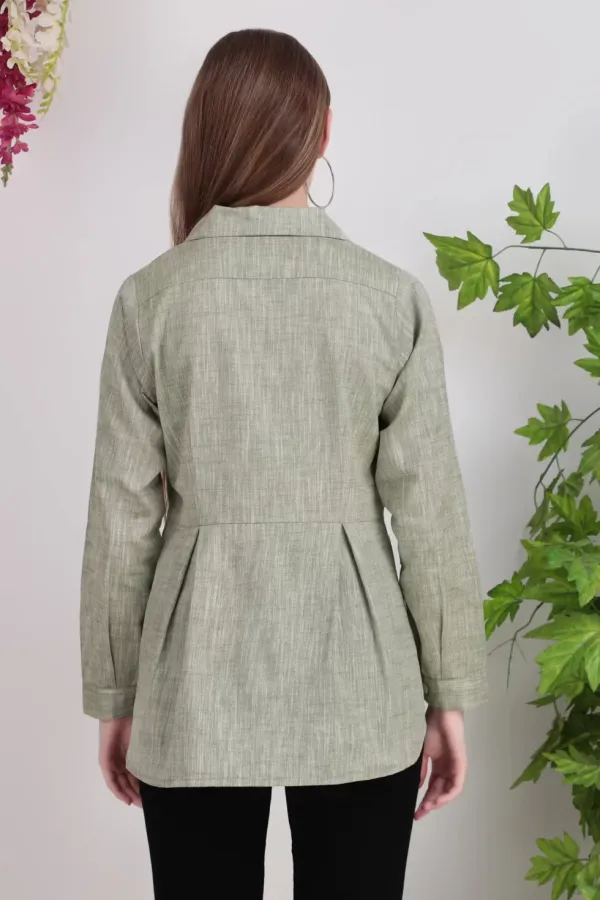 Olive_Green_Cotton_Pleated_Shirt_Tops_For_Women