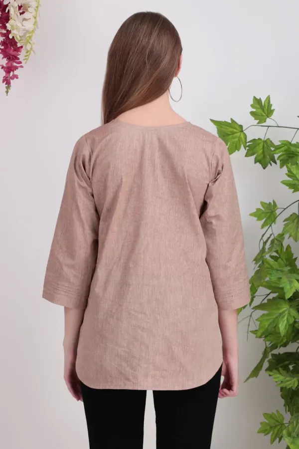 Beige_Cotton_Short_Kurta_For_Women