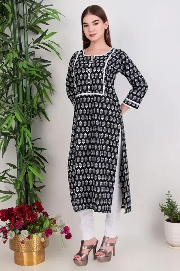 Black_Cotton_Kurta_For_Women