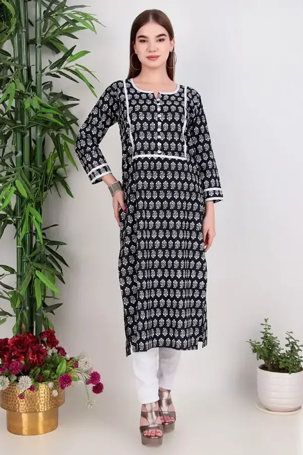 Black_Cotton_Kurta_For_Women