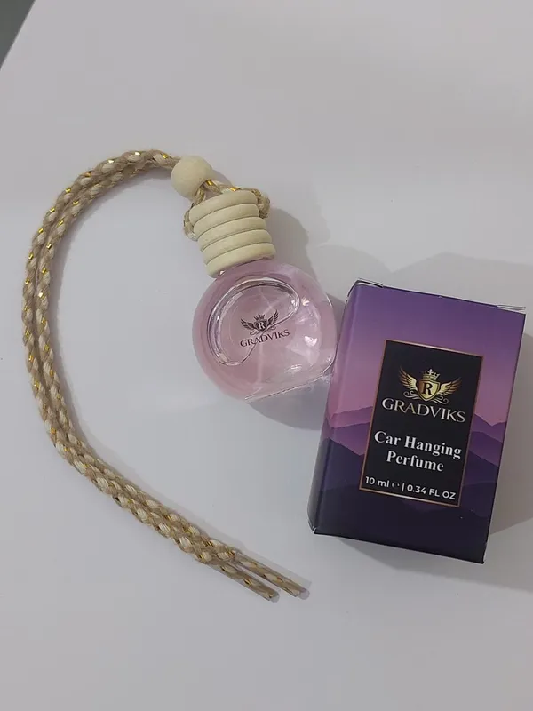 Gradviks_Lavender_Car_Hanging_Perfume_10Ml_Pink_Glass_Bottle