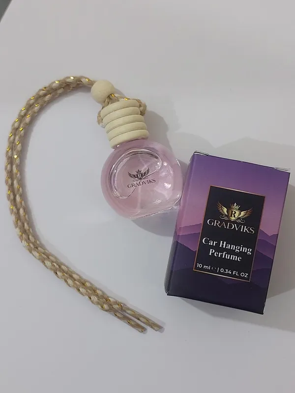 Gradviks_Lavender_Car_Hanging_Perfume_10Ml_Pink_Glass_Bottle