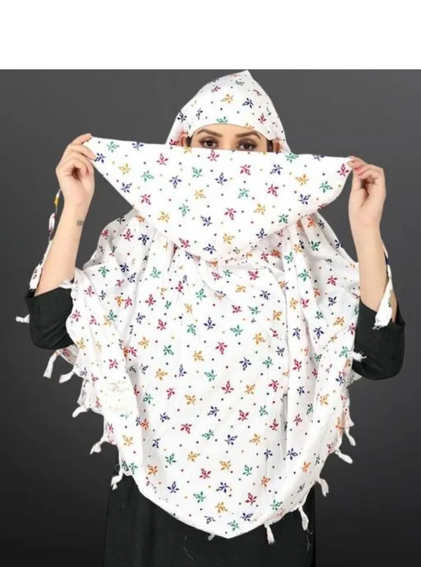 White_Cotton_Floral_Embroidered_Tassel_Scarf_For_Women