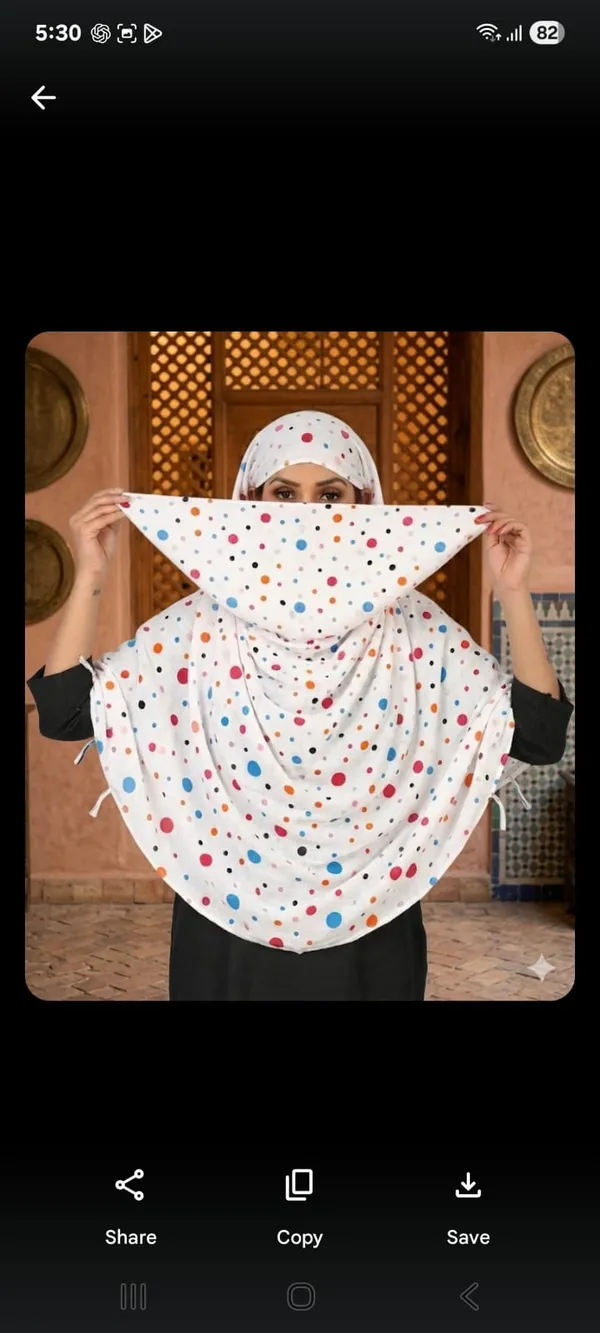 White_Cotton_Polka_Dot_Printed_Scarf_With_Matching_Cap_For_Women