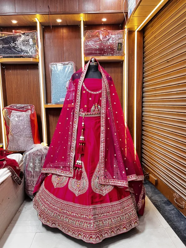 Red_Silk_Bridal_Lehenga_Choli_Set_With_Embroidery_And_Dupatta
