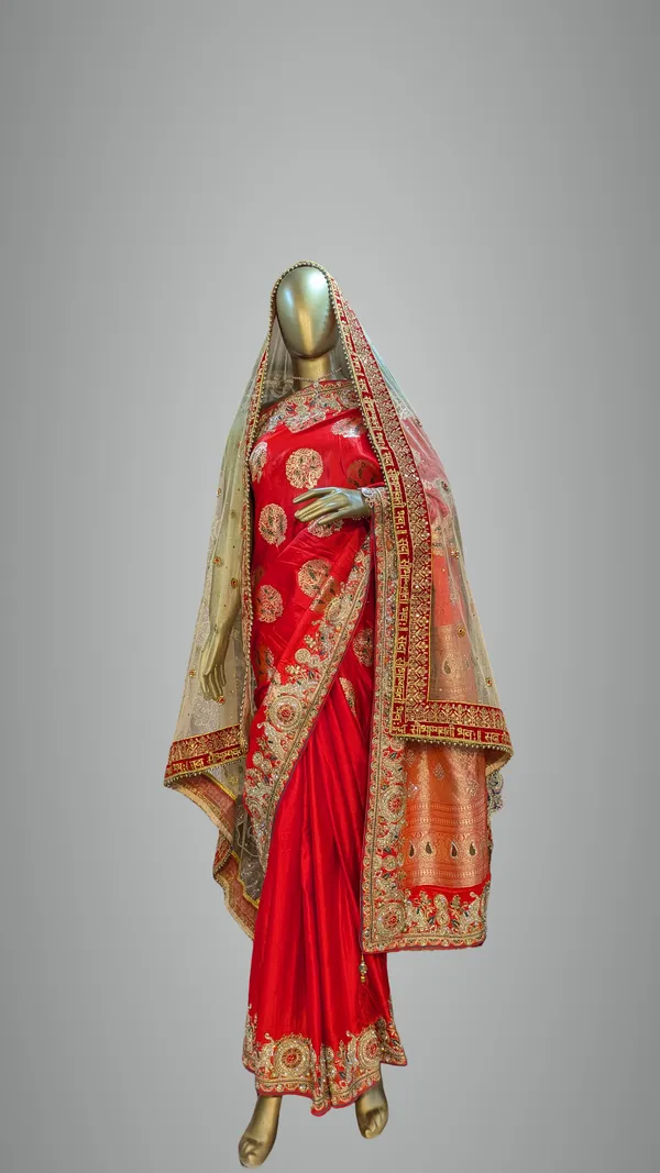 Red_Silk_Bridal_Saree_With_Heavy_Embroidered_Border_And_Pallu