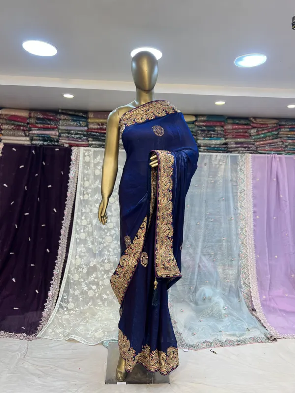 Royal_Blue_Fendi_Saree_With_Golden_Embroidered_Border