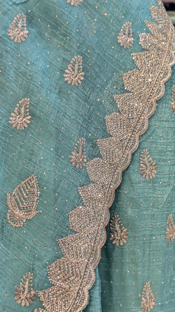 Turquoise_Green_Chiffon_Dupatta_With_Golden_Zari_Work