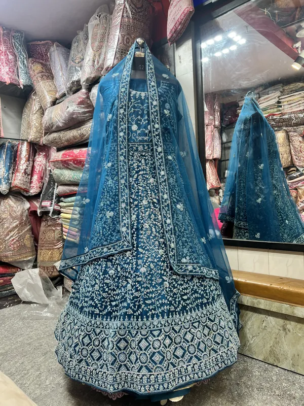 Blue_Net_Lehenga_Choli_Set_With_Embroidery_And_Dupatta