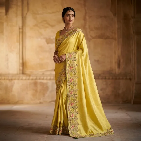 Yellow_Kanjivaram_Silk_Saree_With_Embroidered_Border