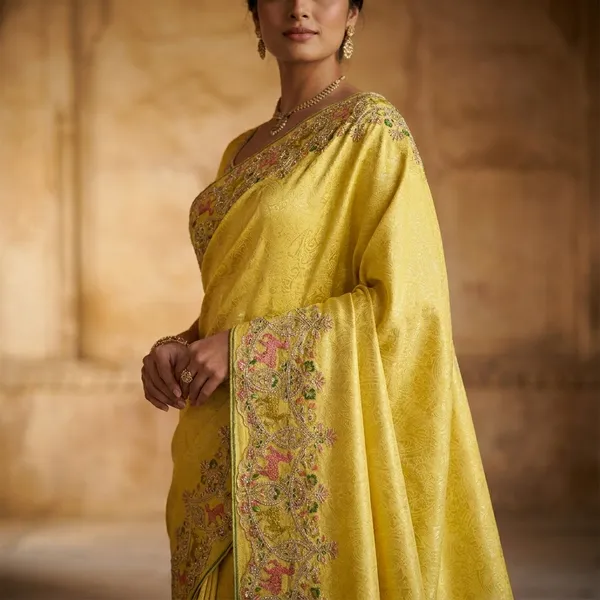 Yellow_Kanjivaram_Silk_Saree_With_Embroidered_Border