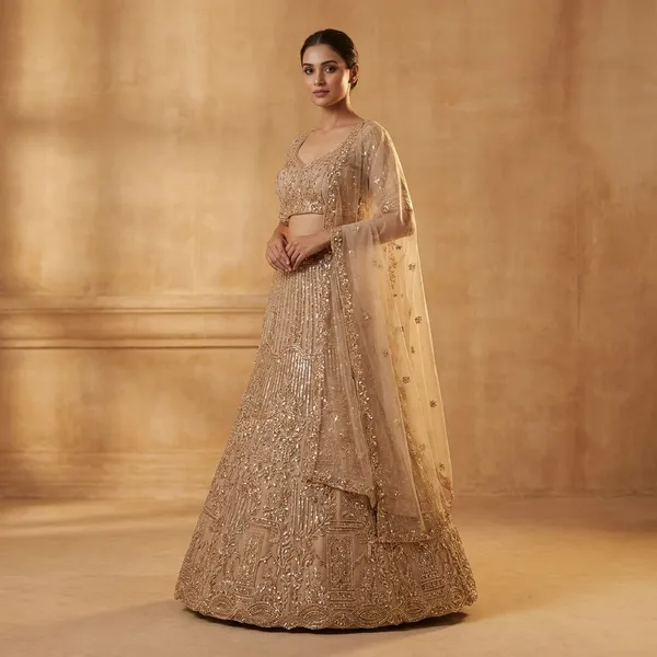 Beige_Net_Lehenga_Choli_Set_With_Embellishments_And_Dupatta