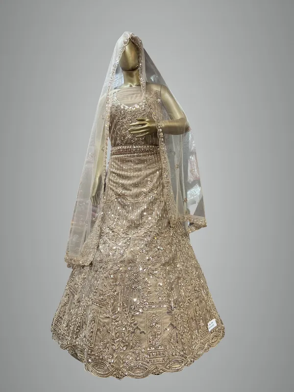 Beige_Net_Lehenga_Choli_Set_With_Embellishments_And_Dupatta