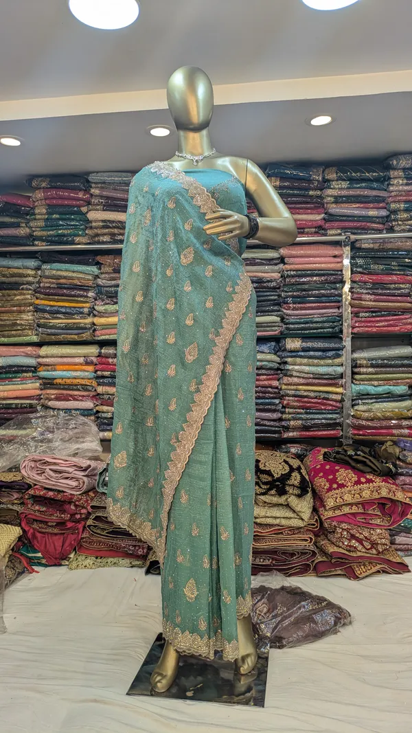 Turquoise_Green_Chiffon_Dupatta_With_Golden_Zari_Work