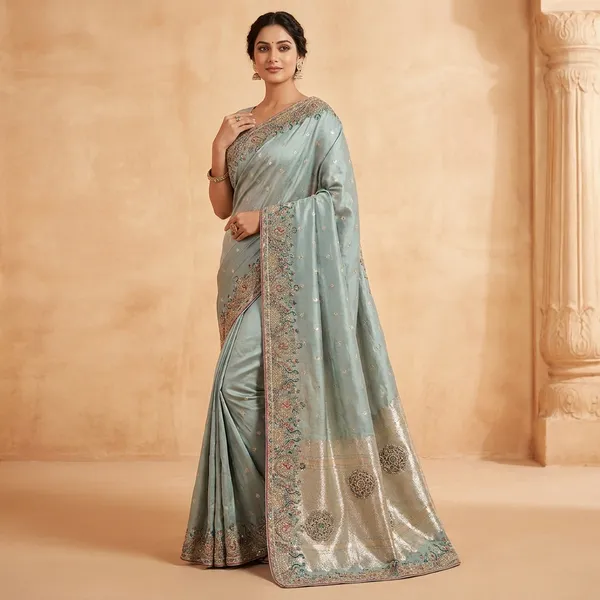 Pastel_Green_Silk_Saree_With_Heavy_Embellished_Border_Work